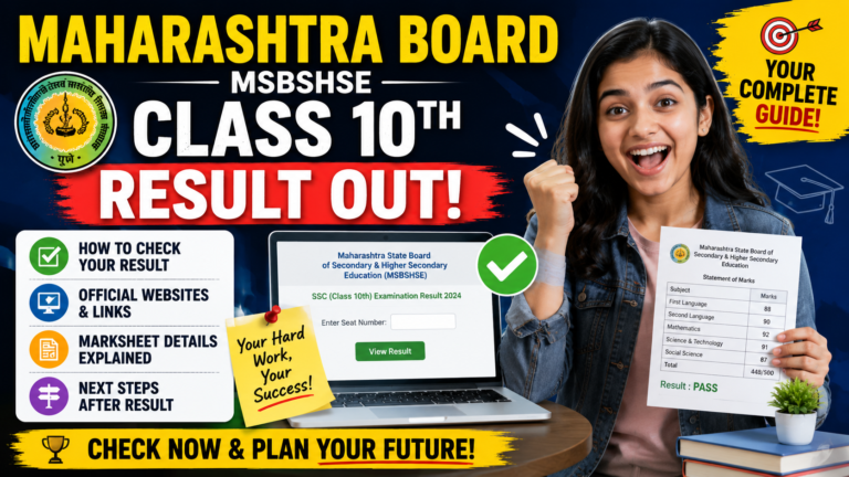 Maharashtra Board MSBSHSE Class 10th Result 2026